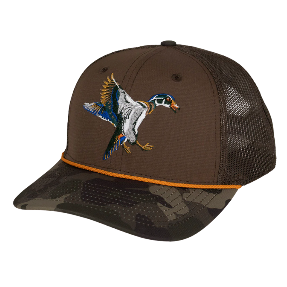 Camo Brim Caps Gorras 2D Embroidered Mallards Animal Camouflage Trucker Hat Curved Brim 6 Panel Snapback Closure OEM For Hunting 3