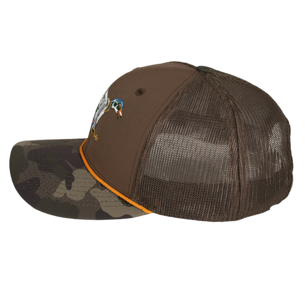 Camo Brim Caps Gorras 2D Embroidered Mallards Animal Camouflage Trucker Hat Curved Brim 6 Panel Snapback Closure OEM For Hunting 4