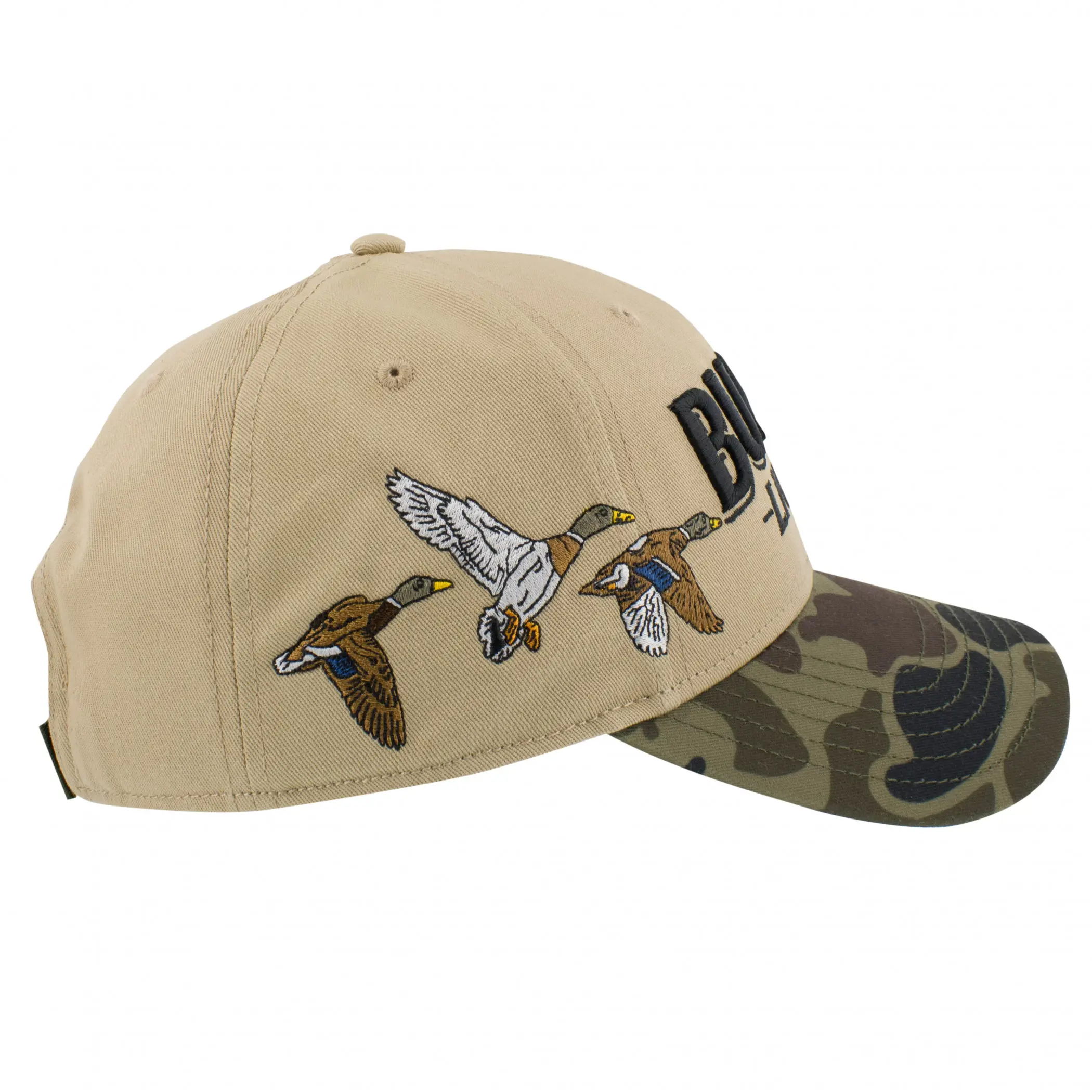 Camo Brim Caps Gorras Camouflage Trucker Hat 6 Panel 2D Embroidered Mallards Animal Curved Brim Snapback Closure For Hunting OEM 3