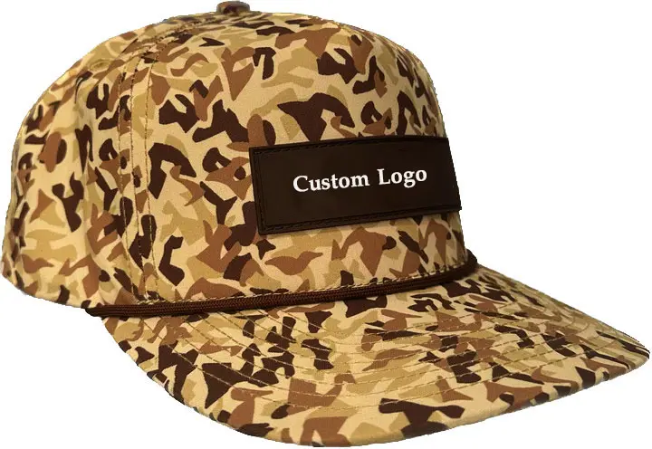 Camo Hats Custom Logo Wholesale Products Outdoor Baseball Cap 5-Panel High Quality Gorras Sports Cap with Rope Baseball Cap 3