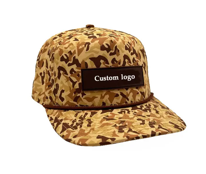 Camo Hats Custom Logo Wholesale Products Outdoor Baseball Cap 5-Panel High Quality Gorras Sports Cap with Rope Baseball Cap