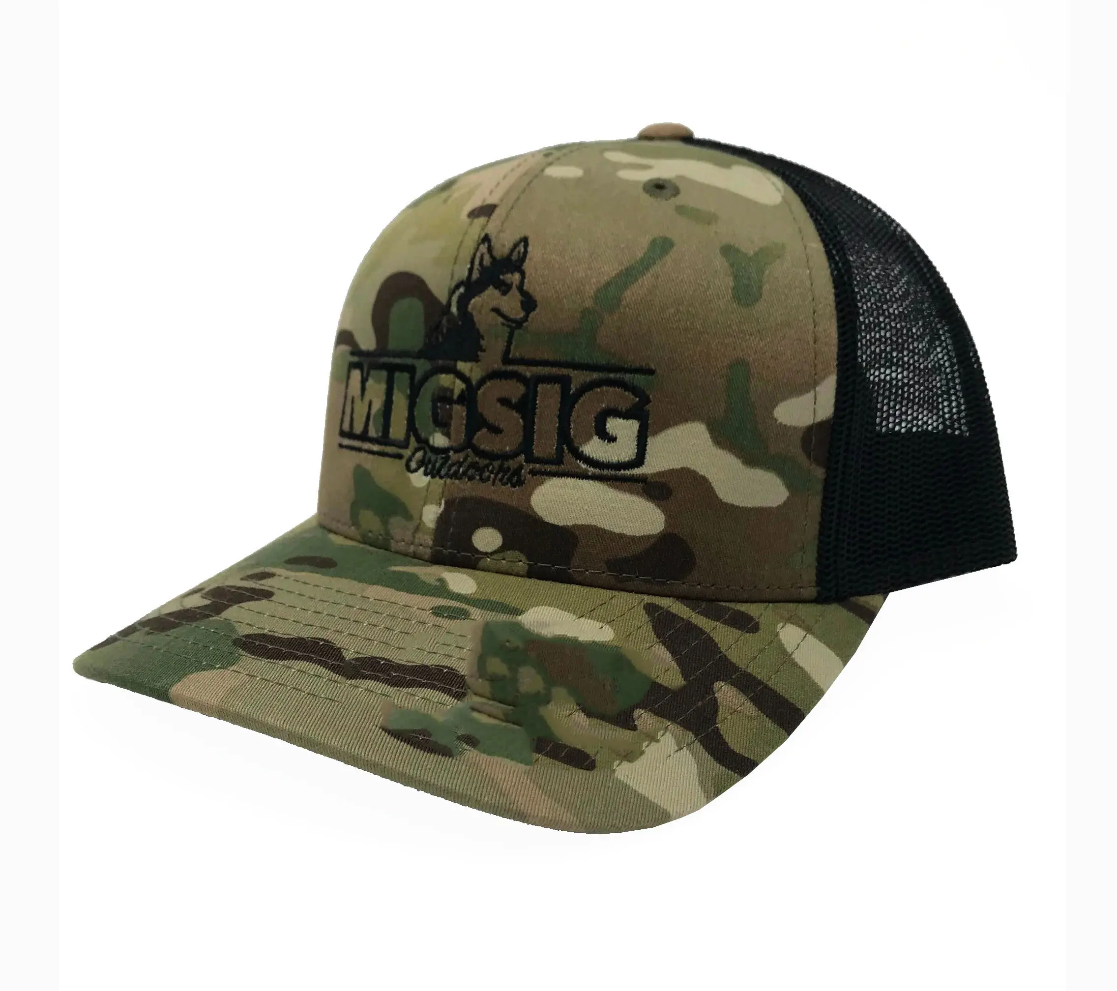 Camo Sports Cap 2D Embroidery 6-Panel Pre-Curved Brim High Quality Medium Profile Wholesale Products Trucker Hats Snapback Cap 2