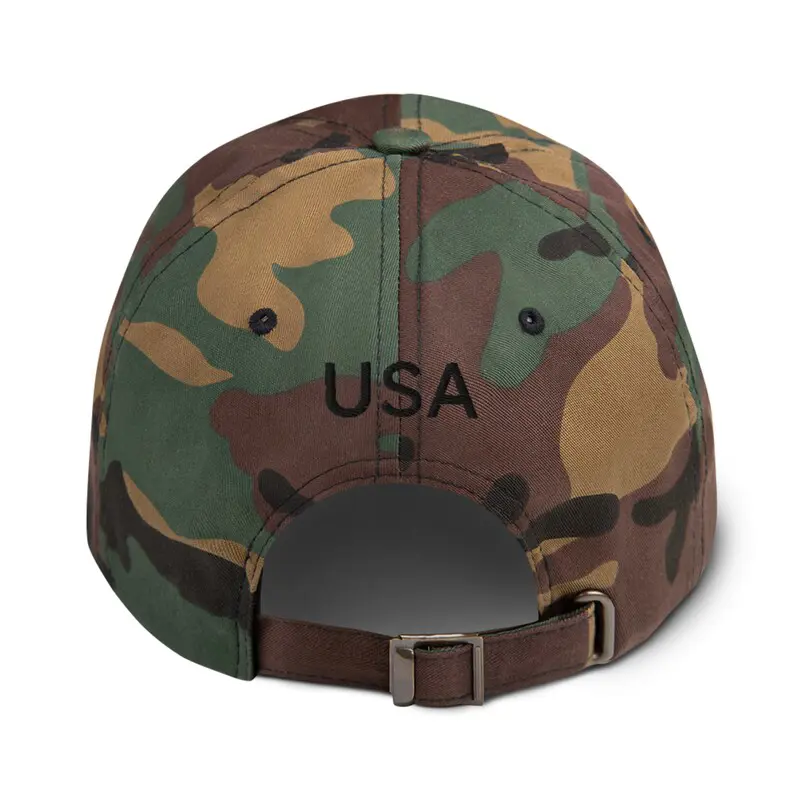 Camouflage 2D Embroidery 6-Panel Curved Brim High Quality Low Profile 65% Cotton and 35% Polyester Fabric Baseball Caps 3