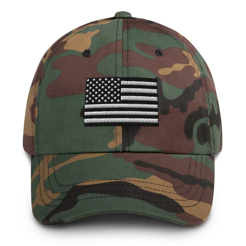Camouflage 2D Embroidery 6-Panel Curved Brim High Quality Low Profile 65% Cotton and 35% Polyester Fabric Baseball Caps 1