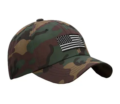 Camouflage 2D Embroidery 6-Panel Curved Brim High Quality Low Profile 65% Cotton and 35% Polyester Fabric Baseball Caps 2