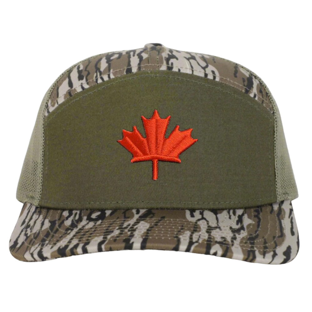 Camouflage 7 Panel Trucker Hats Gorras 3D Embroidered/Woven Logo Adjustable Cap Mesh Flat Brim Snapback Single Row Buckle Unisex 6