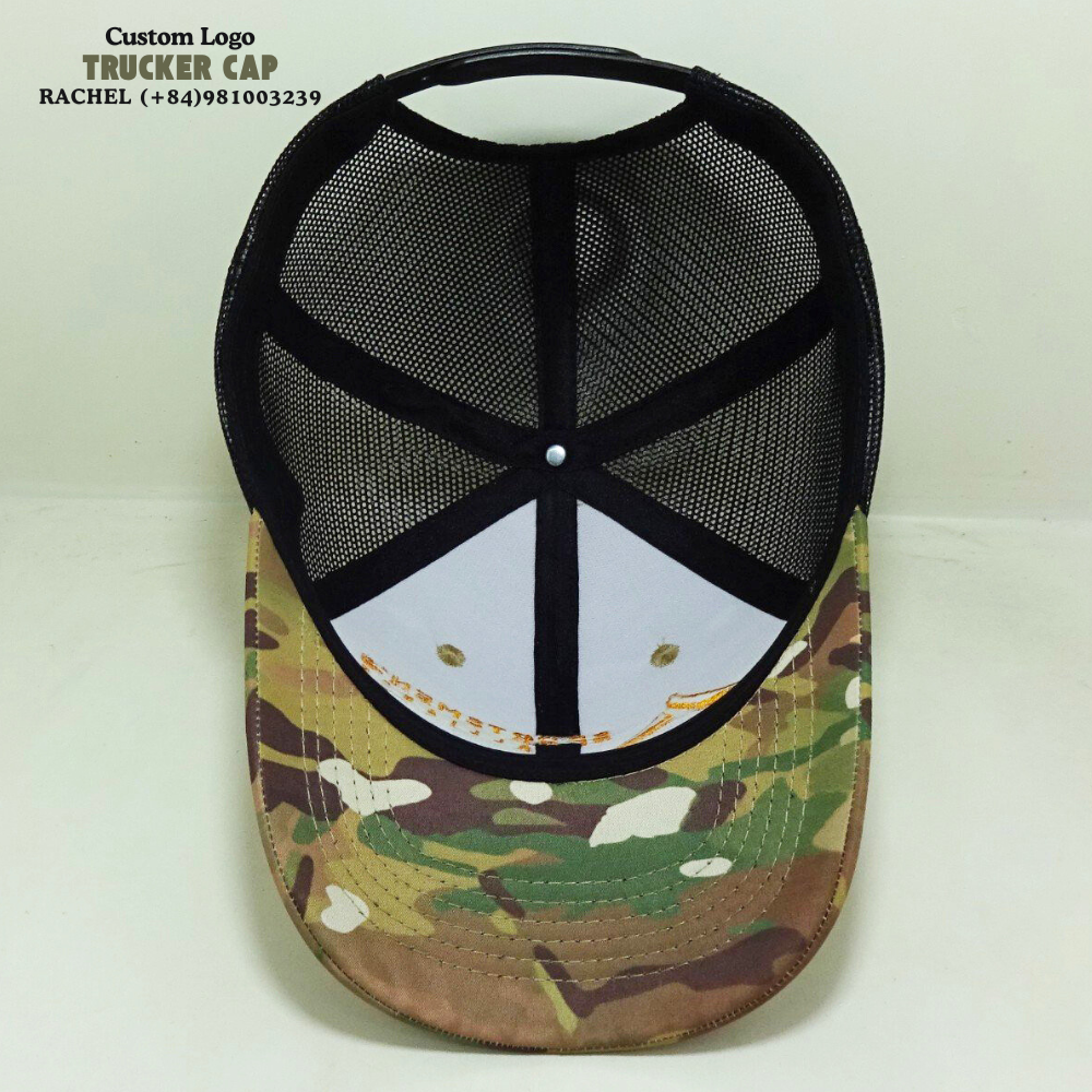 Camouflage/Black Trucker Hats 6 Panel Gorras Structured Caps 3D Embroidered Logo Curved Brim Adjustable Snapback Closure Unisex 5