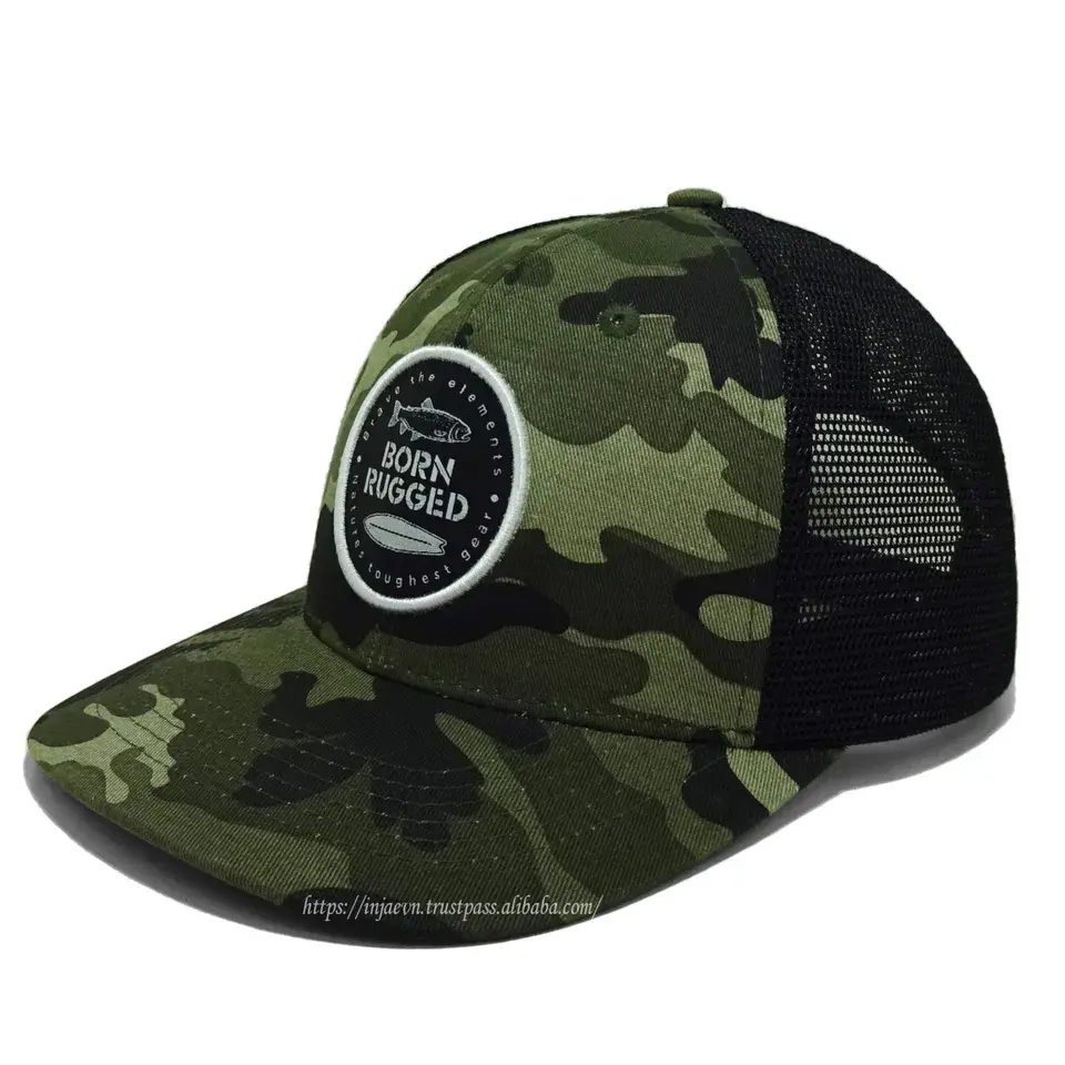 Camouflage Caps with Woven Patch Logo Custom Printing/ Woven Patch/ Rubber Promotional Brand Trucker Mesh Hats 3