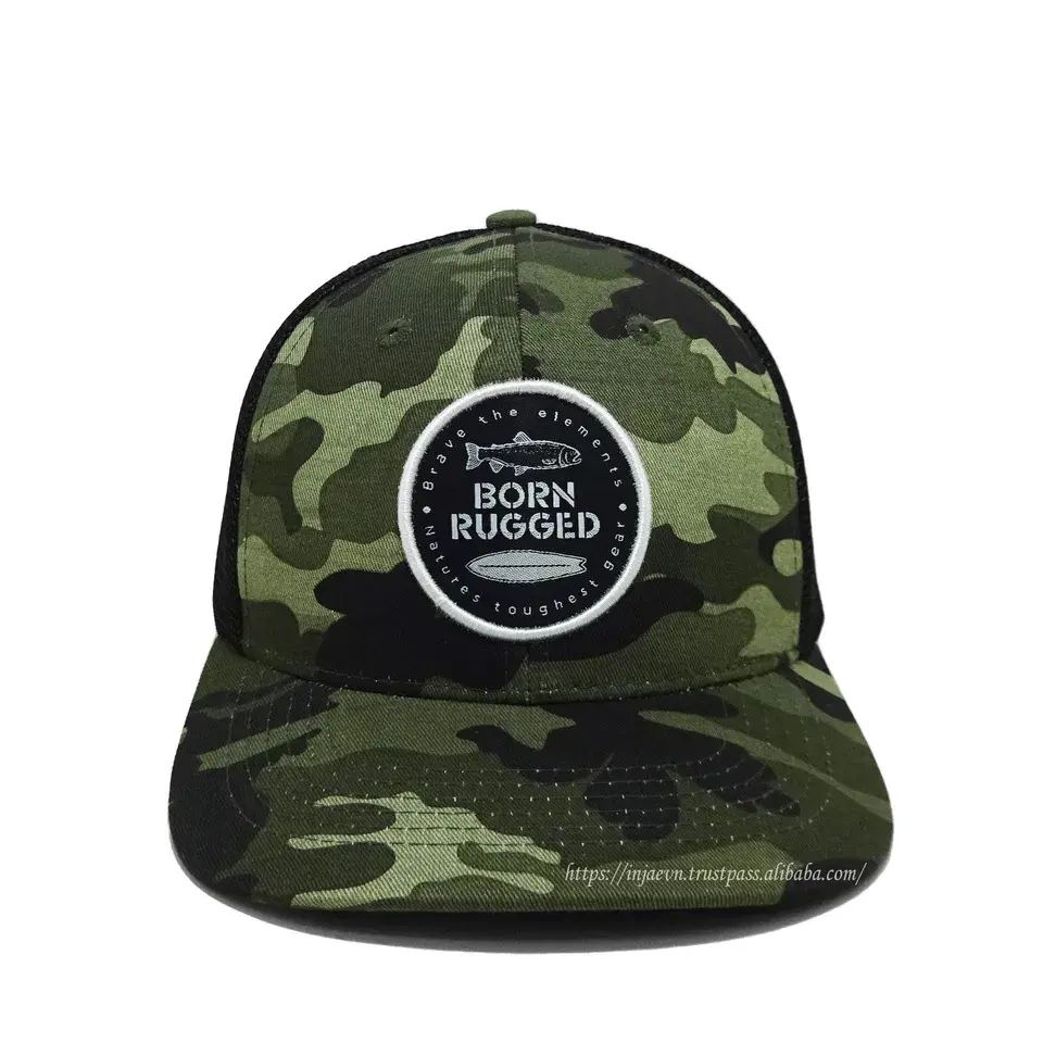 Camouflage Caps with Woven Patch Logo Custom Printing/ Woven Patch/ Rubber Promotional Brand Trucker Mesh Hats