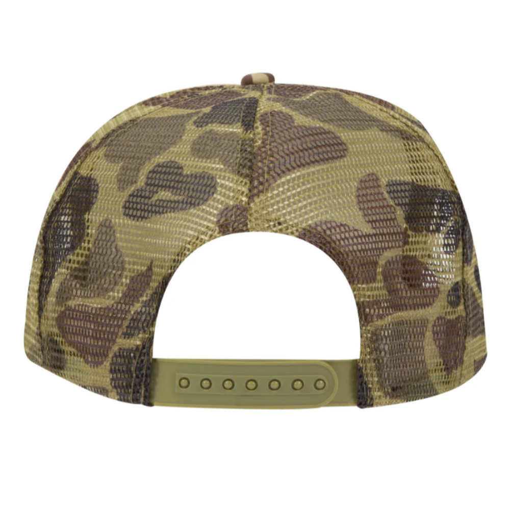 Camouflage Foam Trucker Hat 5 Panel Printed Logo Animal Pattern Custom Mesh Plastic Single Row Buckle Beige for All Ages Unisex 6