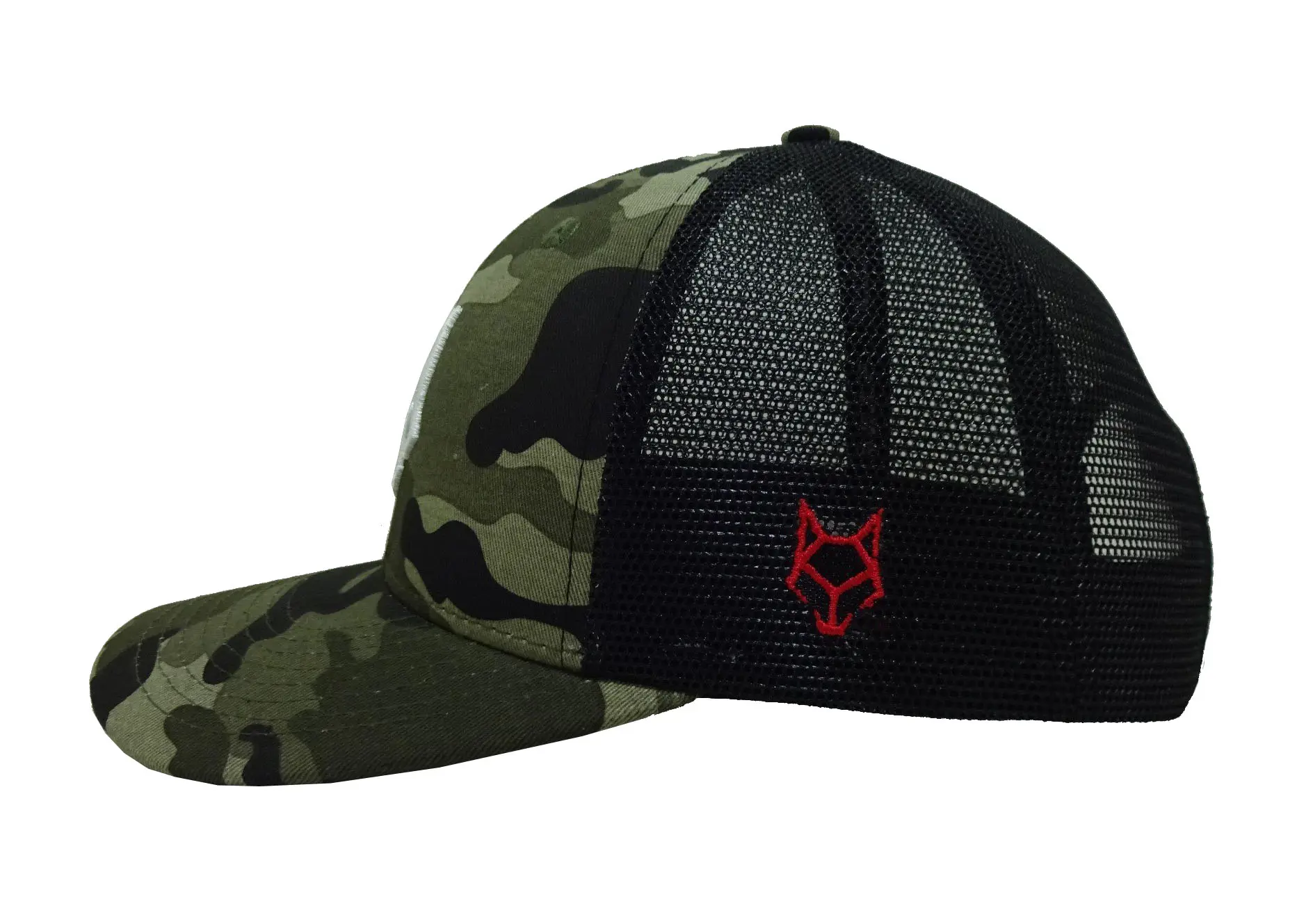 Camouflage Outdoor 3D Embroidery 6-Panel Curved Brim High Quality Medium Profile Cotton and Mesh Fabric Trucker Hat for Man 3