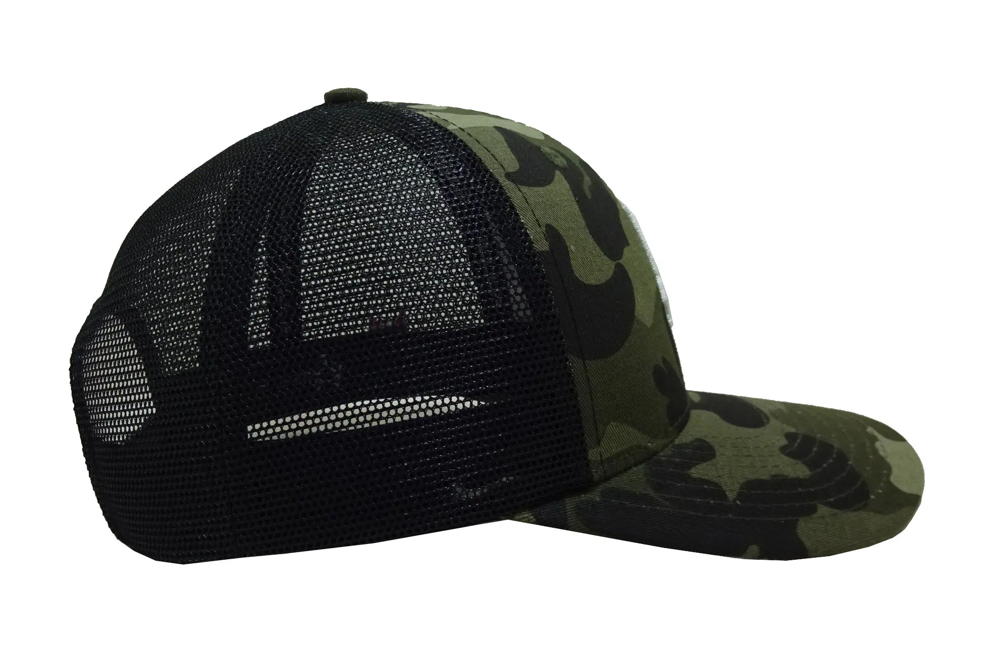 Camouflage Outdoor 3D Embroidery 6-Panel Curved Brim High Quality Medium Profile Cotton and Mesh Fabric Trucker Hat for Man 4