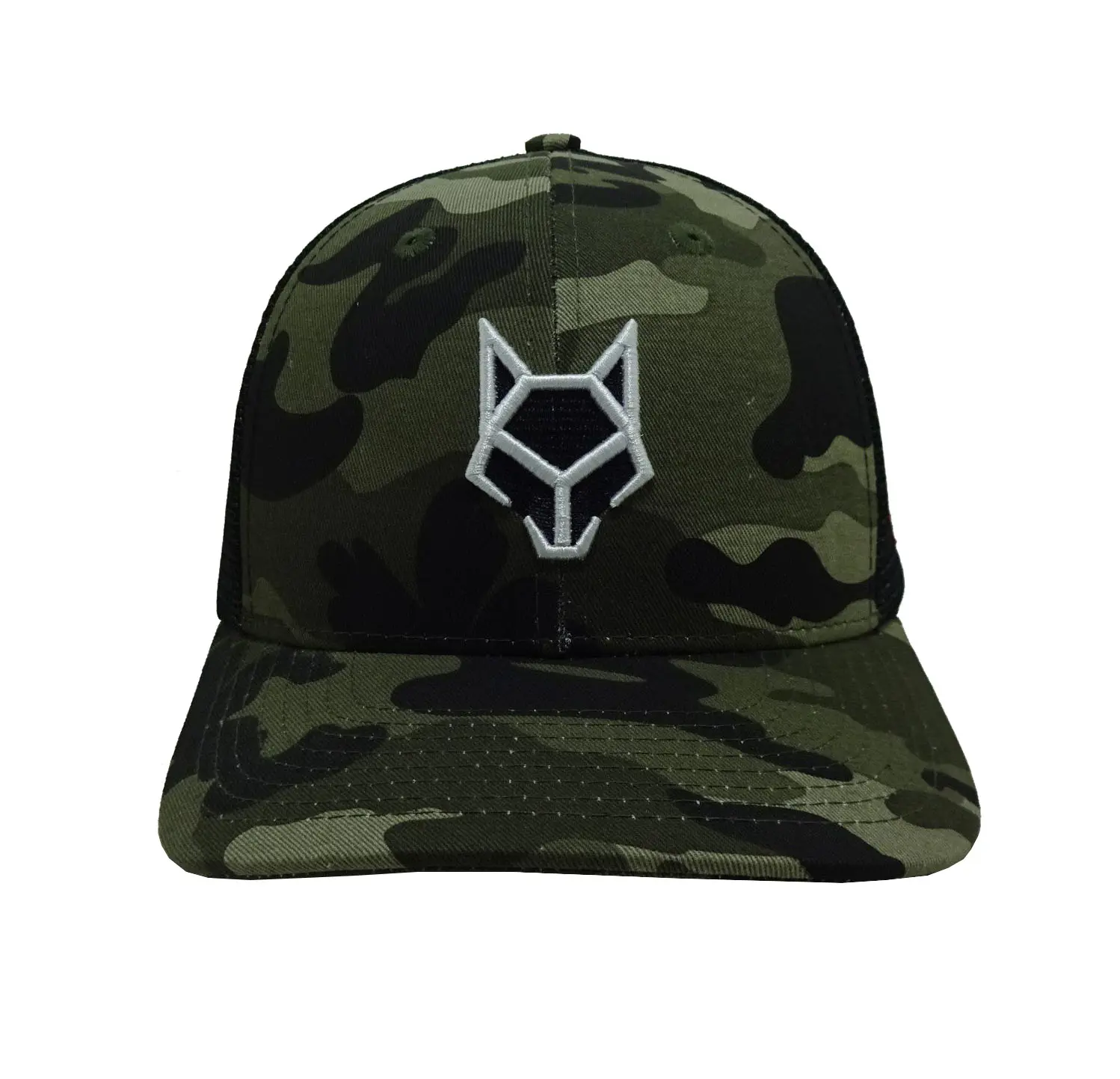 Camouflage Outdoor 3D Embroidery 6-Panel Curved Brim High Quality Medium Profile Cotton and Mesh Fabric Trucker Hat for Man 1