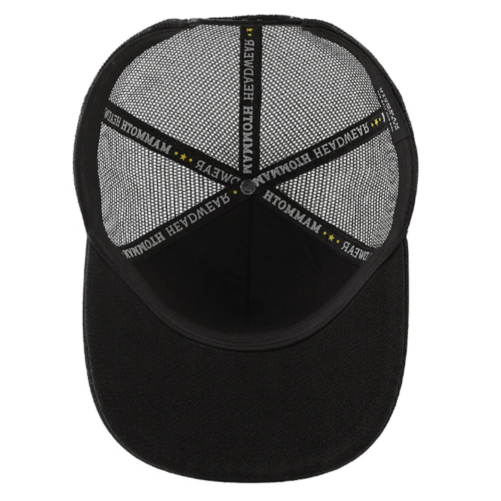 Camouflage Trucker Hats 6 Panel Gorras Flat Brim Black Mesh Breathable Mesh Structured Caps Custom Fully Inner Tapes Snapback 5