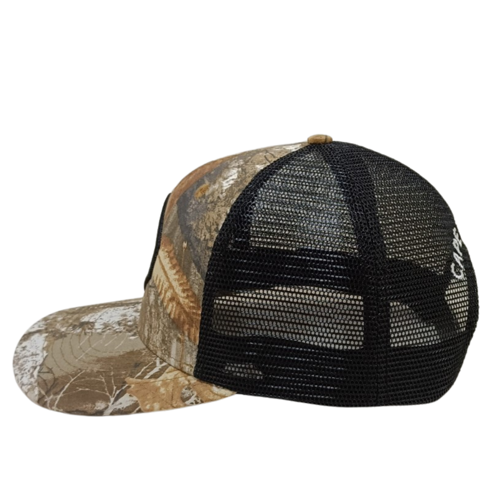 Camouflage Trucker Hats 6 Panel Round Leather Logo Patches Structured Cap Slightly Embroidery Curved Back Breathable Mesh Unisex 4