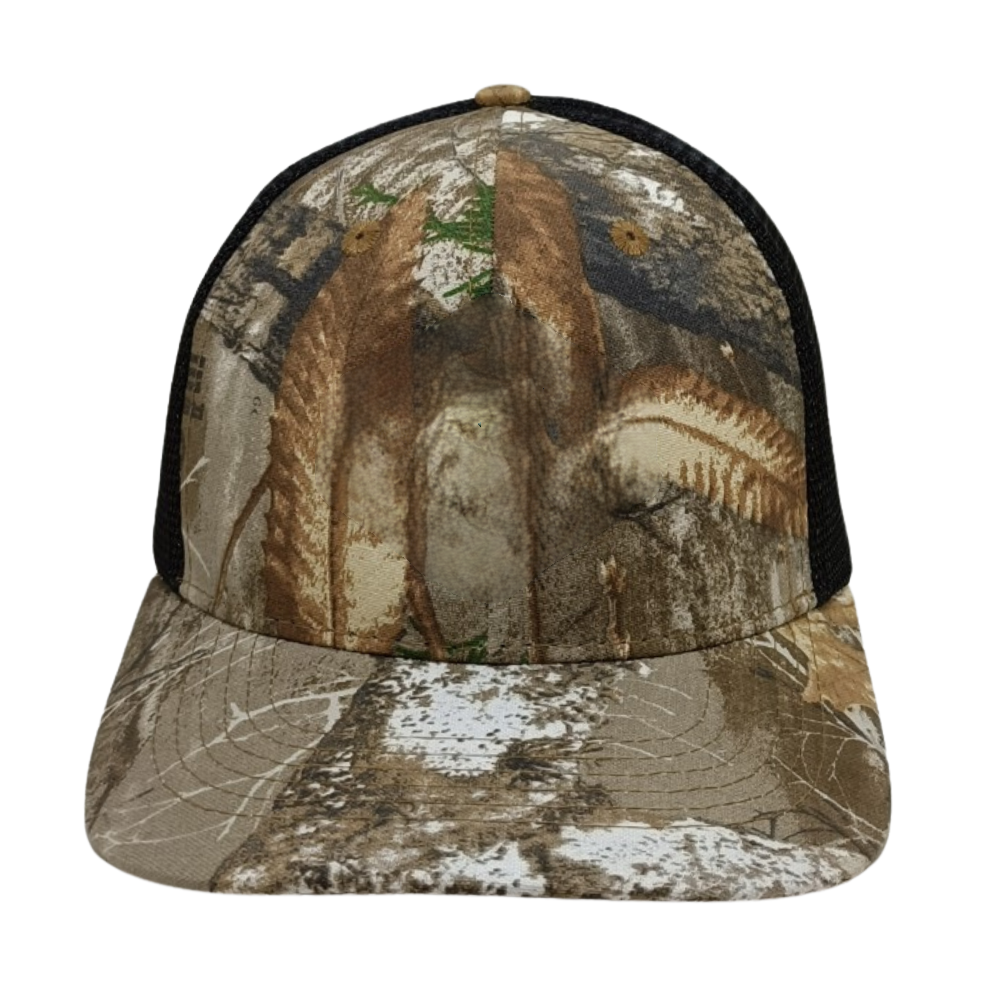 Camouflage Trucker Hats 6 Panel Round Leather Logo Patches Structured Cap Slightly Embroidery Curved Back Breathable Mesh Unisex 3