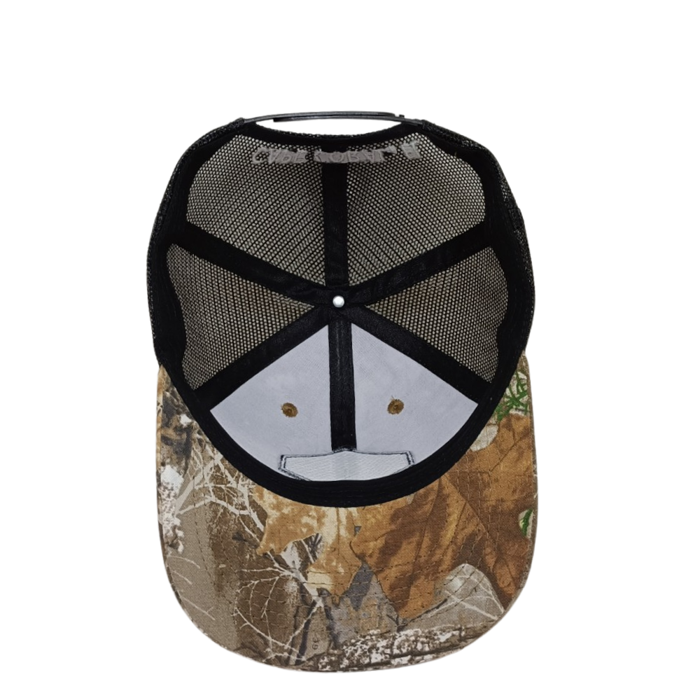 Camouflage Trucker Hats 6 Panel Round Leather Logo Patches Structured Cap Slightly Embroidery Curved Back Breathable Mesh Unisex 6