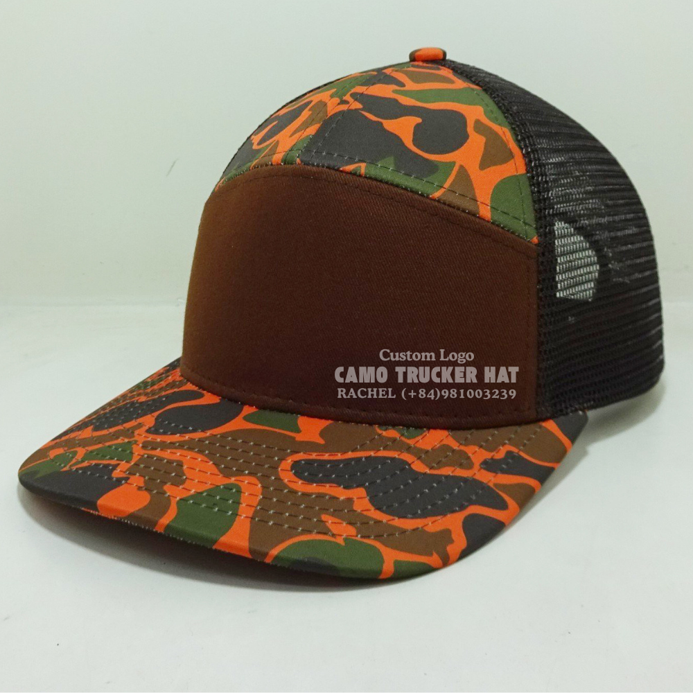 Camouflage Trucker Hats 7 Panel Curved Brim Structured Adjustable Snapback Closure American Styles Hunting Vietnam Promotions 3