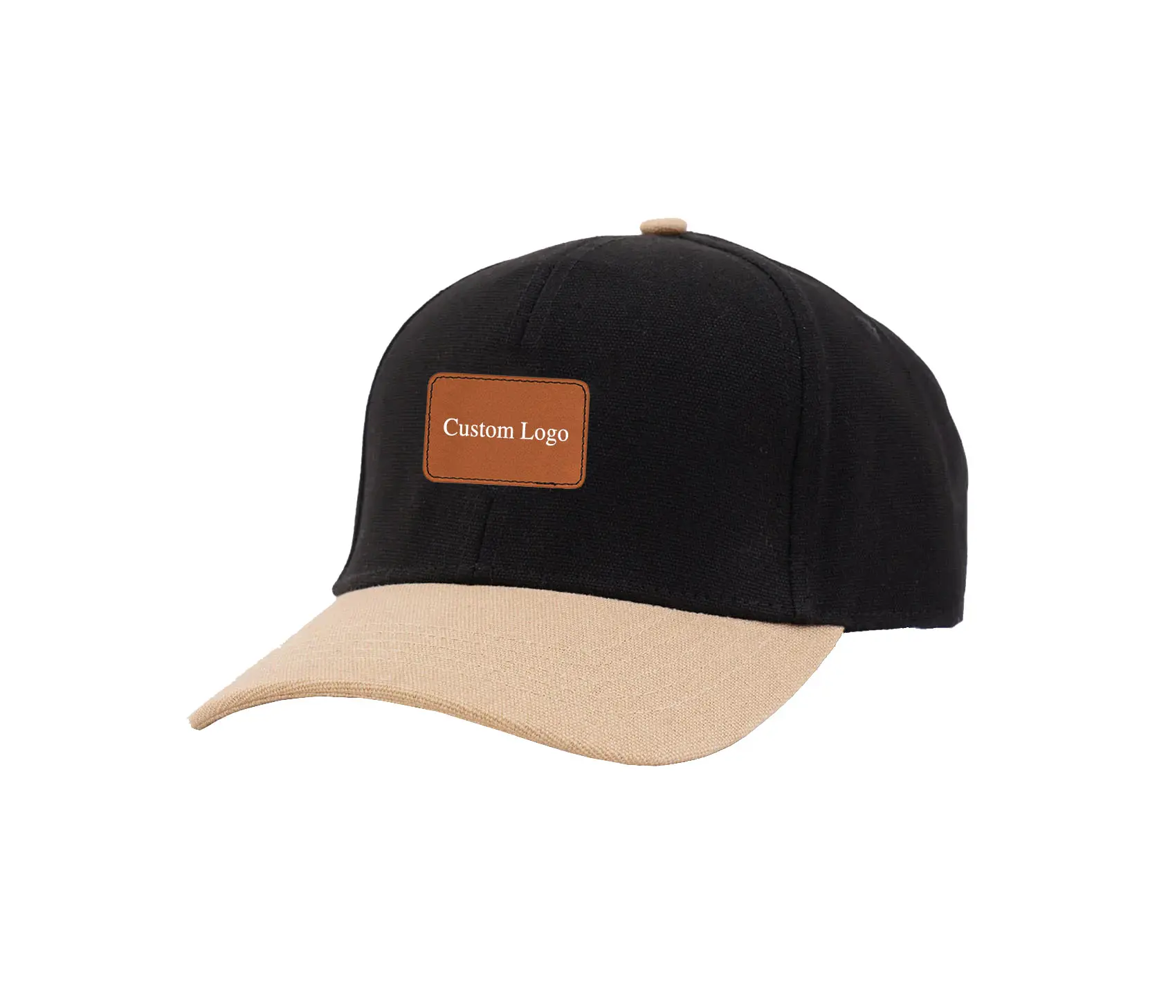 Canvas 2 Tone Baseball Cap with Custom Logo 6 Panel High Quality Outdoor Travel Golf Shade Baseball Cap From Vietnam Supplier 4