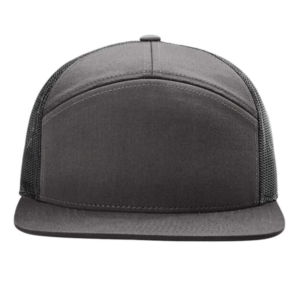 Charcoal Black High Quality 7 Panel Ri 168 Custom Logo on Front Side and Mesh Single Breasted Buckle for Your Business Unisex 3