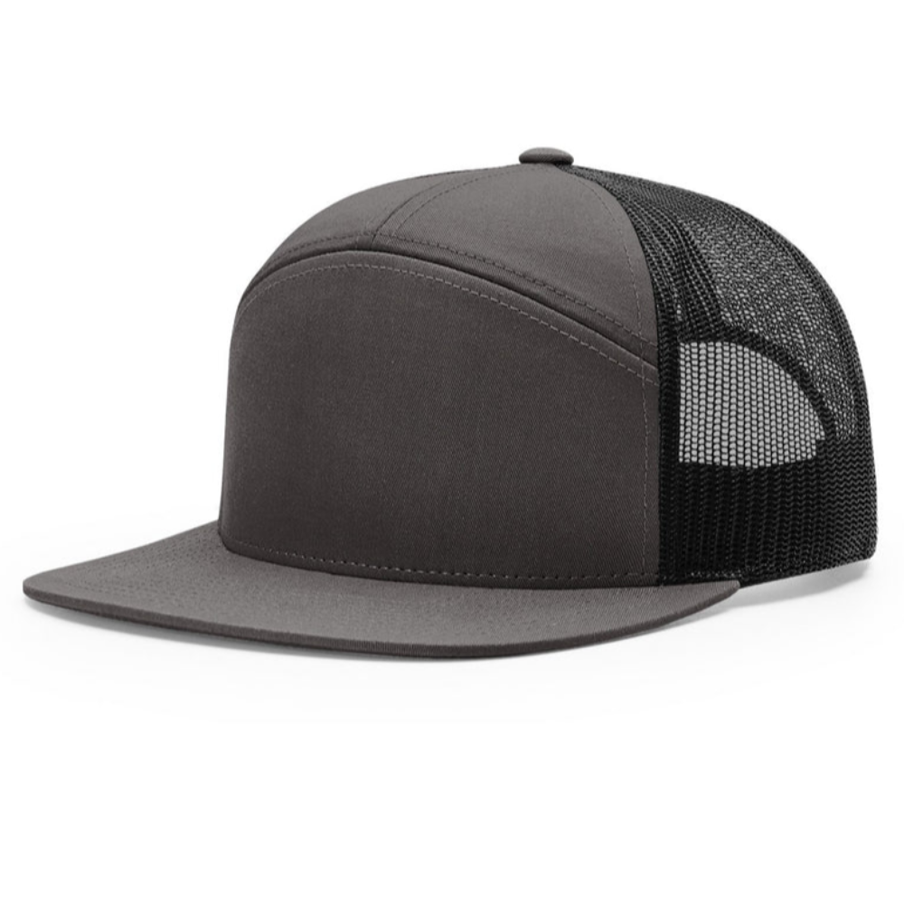 Charcoal Black High Quality 7 Panel Ri 168 Custom Logo on Front Side and Mesh Single Breasted Buckle for Your Business Unisex 5
