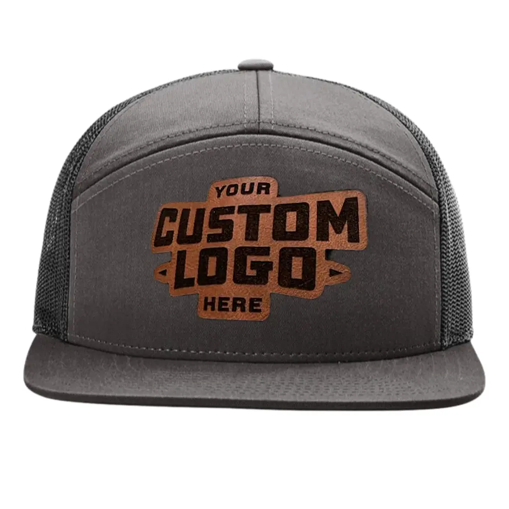 Charcoal Black High Quality 7 Panel Ri 168 Custom Logo on Front Side and Mesh Single Breasted Buckle for Your Business Unisex 2