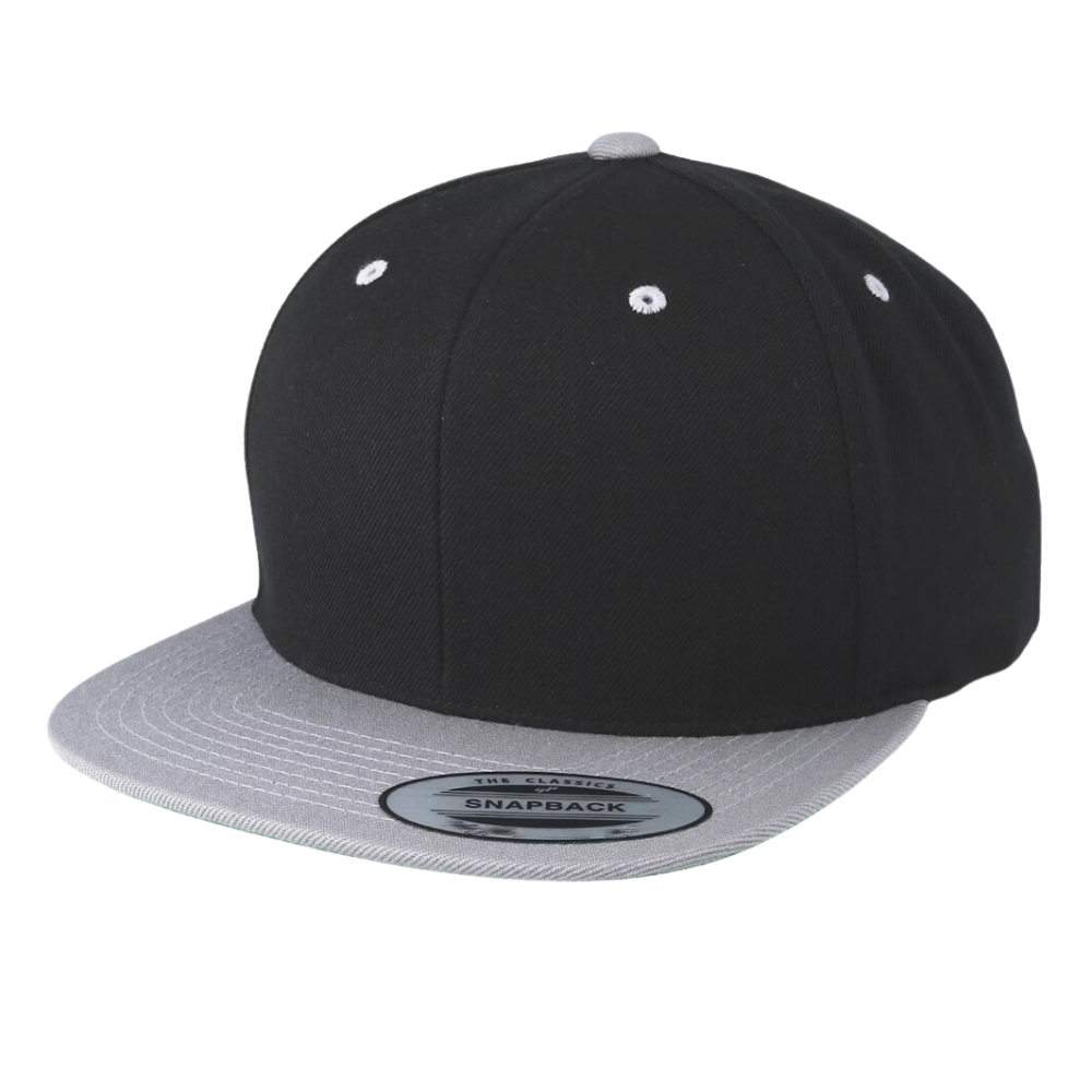 Classic Snapback 6 Panel Flat Brim Custom Eyelets Embroidery/Woven Patch Logo on Front and Left Side Plastic Single Row Buckle 3