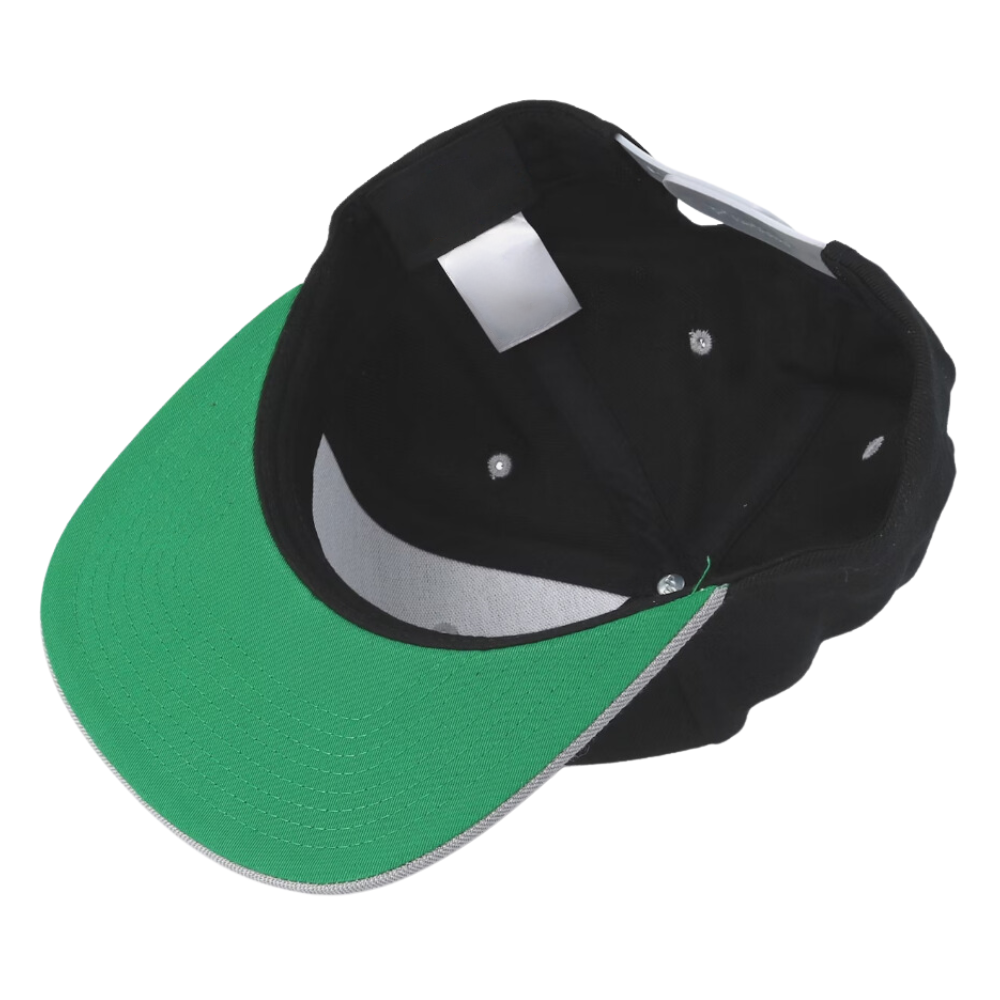Classic Snapback 6 Panel Flat Brim Custom Eyelets Embroidery/Woven Patch Logo on Front and Left Side Plastic Single Row Buckle 2
