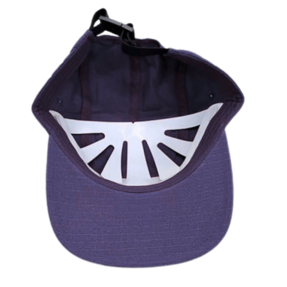 Contrast Color Rubber Logo Patch Purple 5 Panel Camper Flat Brim Plastic Press Buckle Back Closure High Quality Wholesale Unisex 5