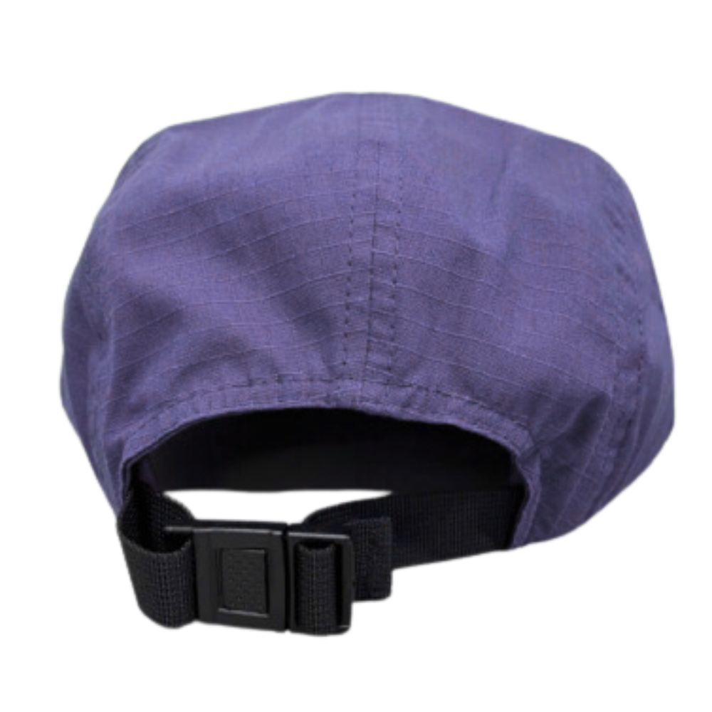 Contrast Color Rubber Logo Patch Purple 5 Panel Camper Flat Brim Plastic Press Buckle Back Closure High Quality Wholesale Unisex 6