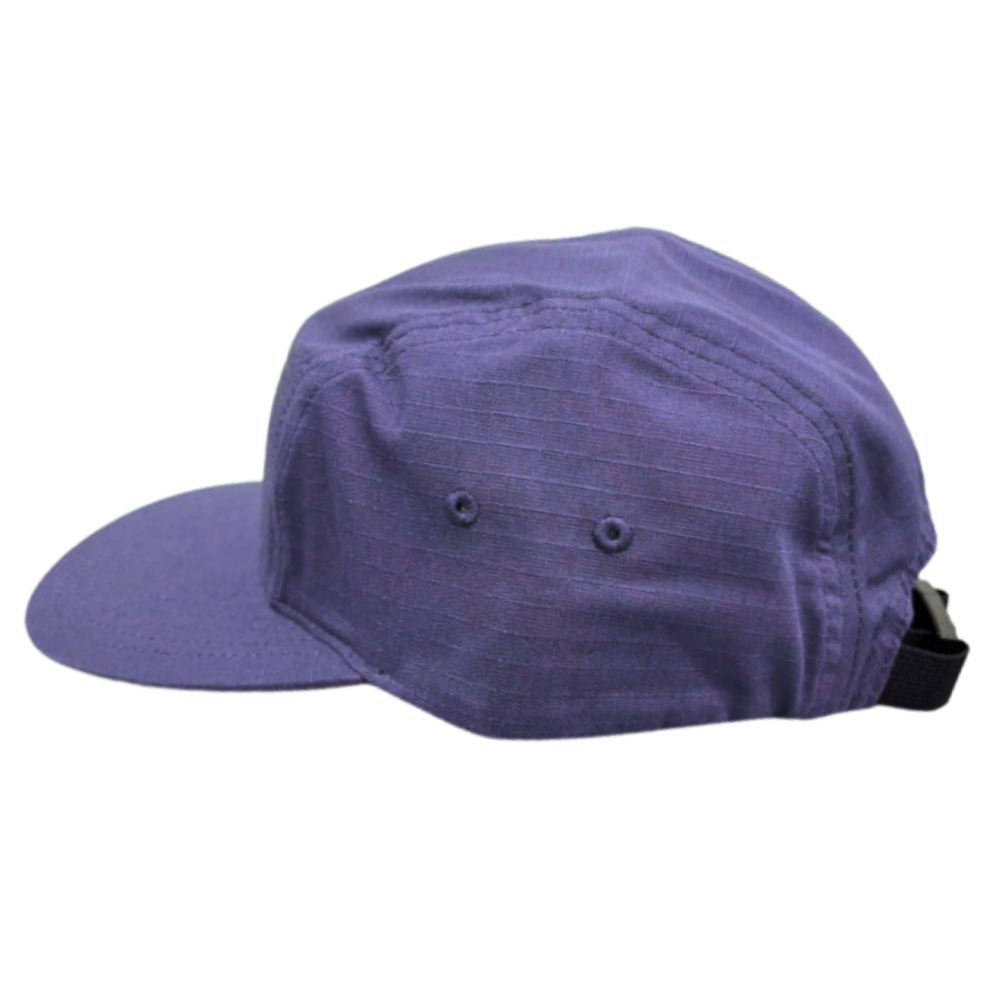 Contrast Color Rubber Logo Patch Purple 5 Panel Camper Flat Brim Plastic Press Buckle Back Closure High Quality Wholesale Unisex 4
