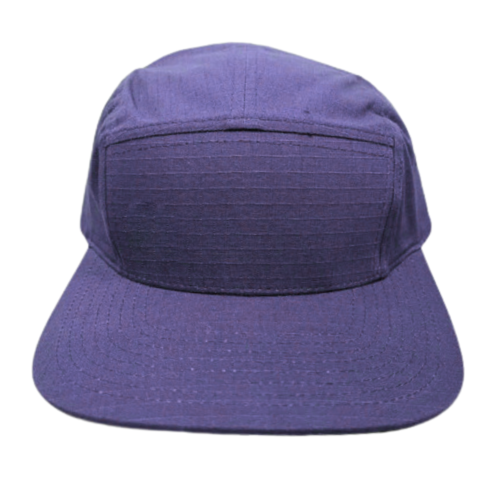 Contrast Color Rubber Logo Patch Purple 5 Panel Camper Flat Brim Plastic Press Buckle Back Closure High Quality Wholesale Unisex 3