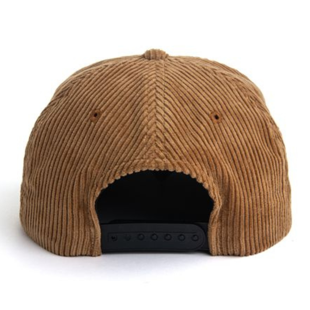 Corduroy Snapback 5 Panel Camel/Black Embroidery Logo Flat Brim Unstructured Caps Plastic Single Row Buckle Vintage All Ages OEM 6