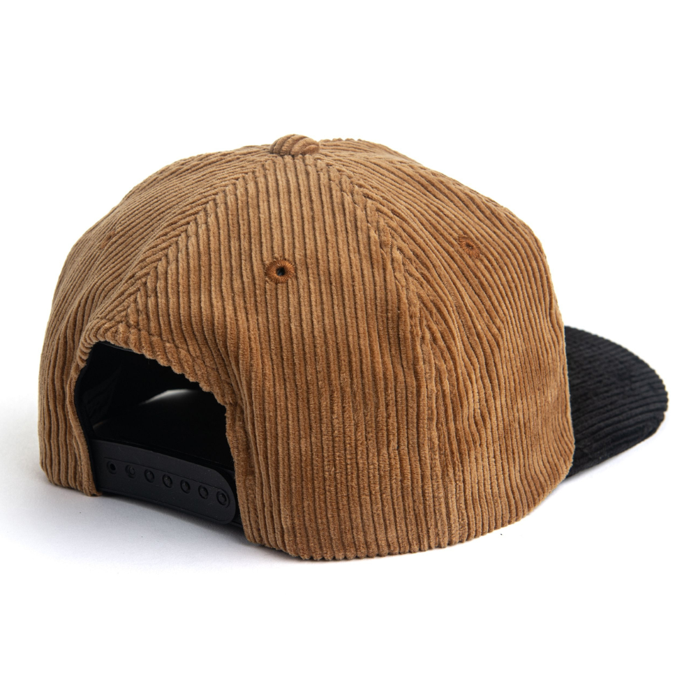 Corduroy Snapback 5 Panel Camel/Black Embroidery Logo Flat Brim Unstructured Caps Plastic Single Row Buckle Vintage All Ages OEM 5