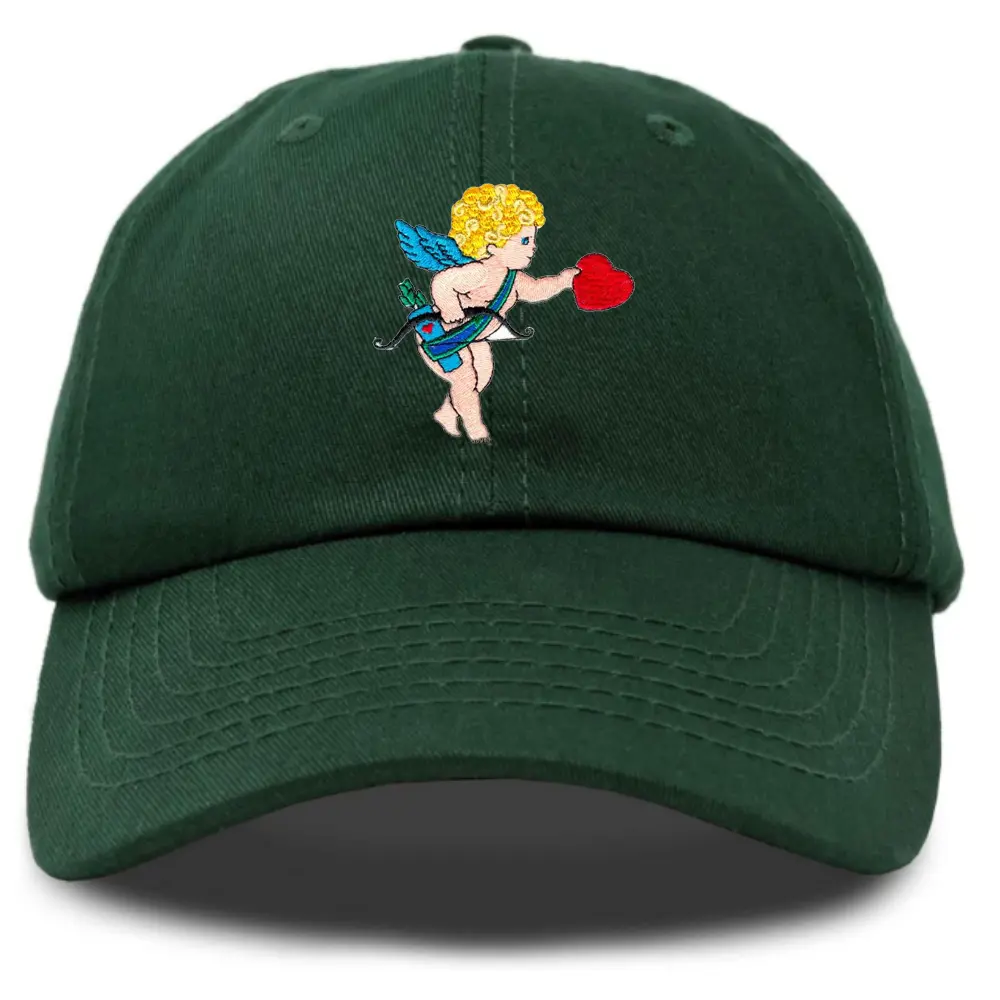 Cupid Pattern 6 Panel Baseball Cap 4 Color Custom Embroidery Logo for Valentine Brand Promotions All Ages Unisex Velcro Snapback 3
