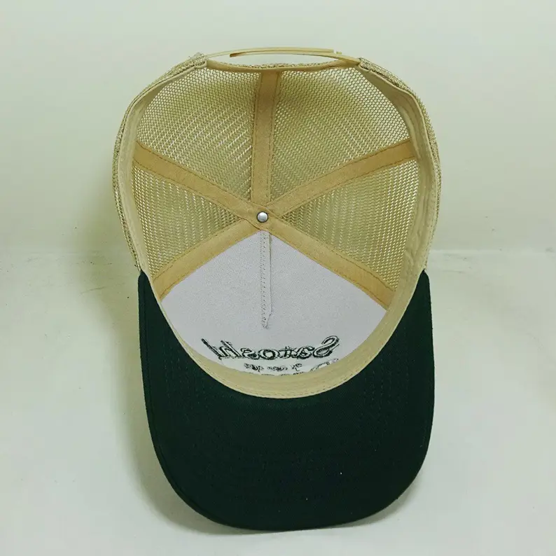 Curved Brim 5 Panel Trucker Hat With Mesh Back High Quality Embroidered Logo Two Tone Design Vietnam Made Outdoor Caps L01 7