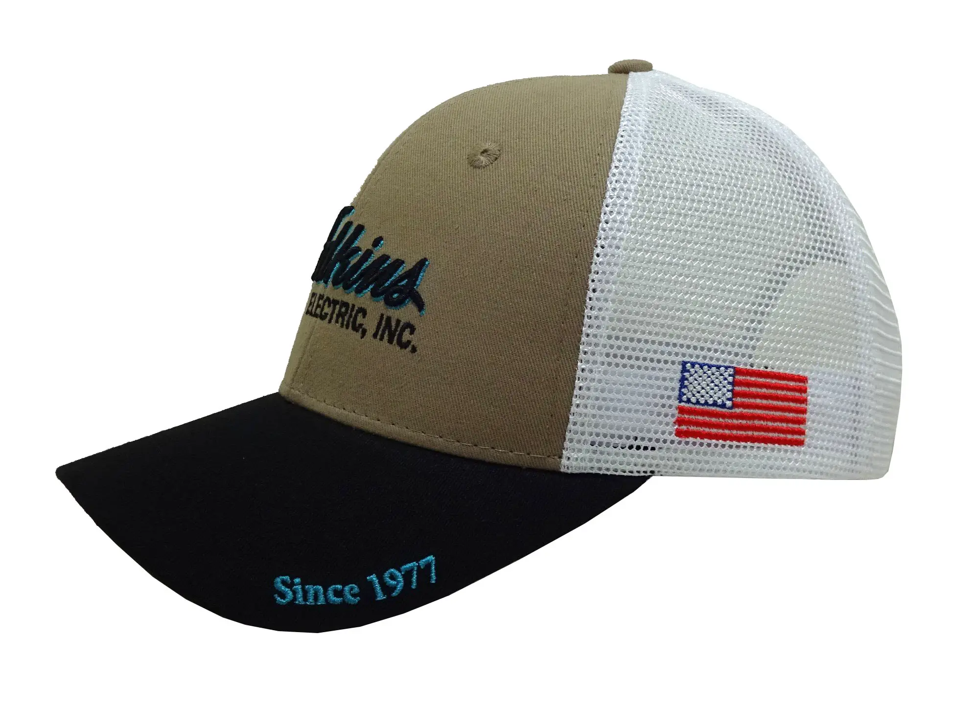 Curved Brim 6-Panel High Quality Khaki/Black Color Structured Low Profile Adjustable Outdoor Trucker Hat from Vietnam Supplier 2