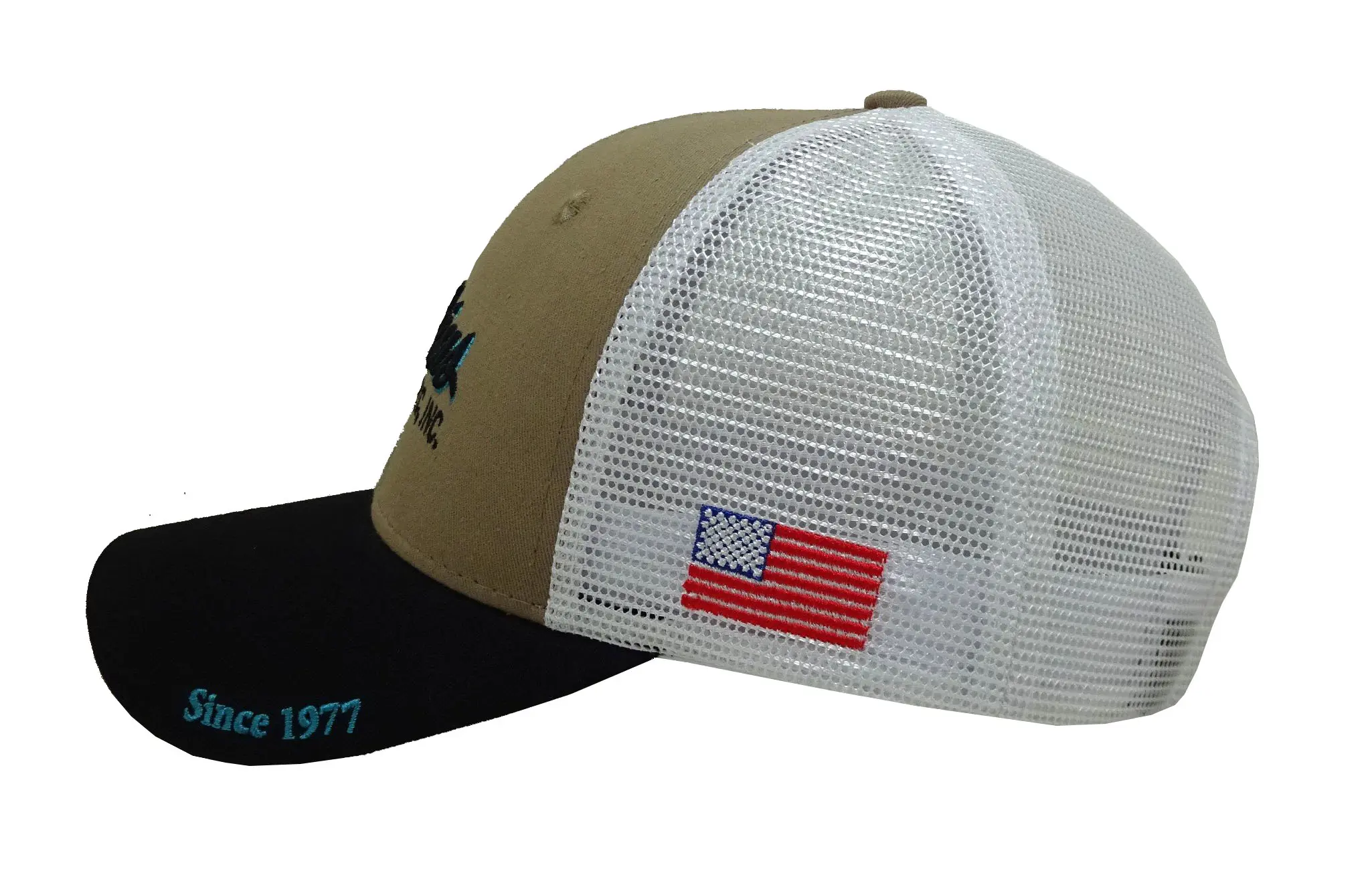 Curved Brim 6-Panel High Quality Khaki/Black Color Structured Low Profile Adjustable Outdoor Trucker Hat from Vietnam Supplier 4