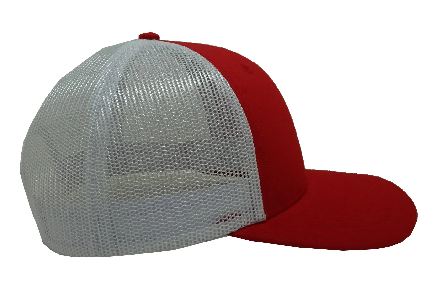 Curved Brim 6 Panels 2D Embroidery High Quality Red Color Medium Profile Mesh Fabric Trucker Hat Support Samples 4