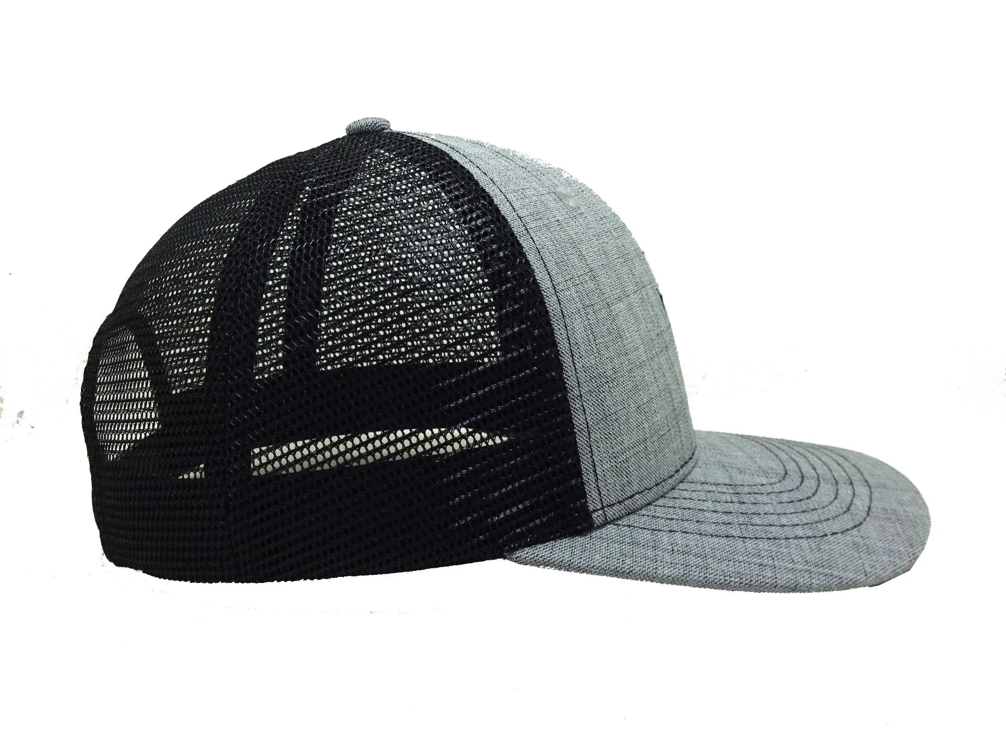 Curved Brim High Quality 2D Embroidery Grey/Black Color Medium Profile Trucker Hat for Men in Vietnam Factory 3