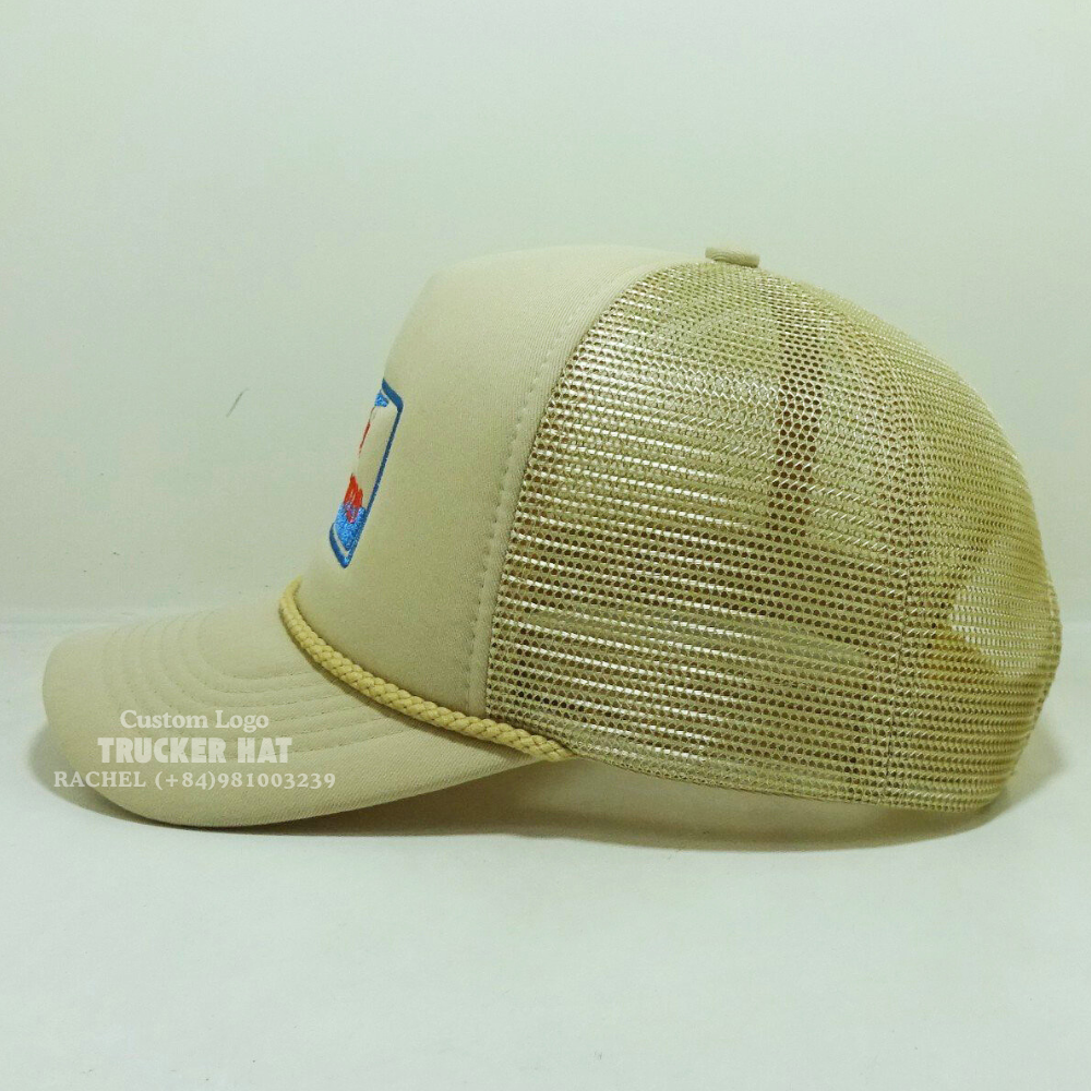 Custom 5 Panel Foam Trucker Hat Rope Embroidered Logo Curved Brim Cotton Liner Solid Color Wholesale Outdoor Events Vietnam OEM 4