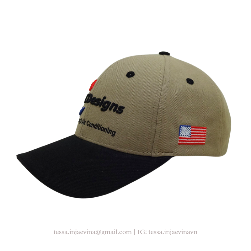 Custom 6 Panel 3D Embroidery Logo Baseball Caps Embroidered Left Side Panel Velcro Back Closure Hats Vietnam OEM Supplier L01 7