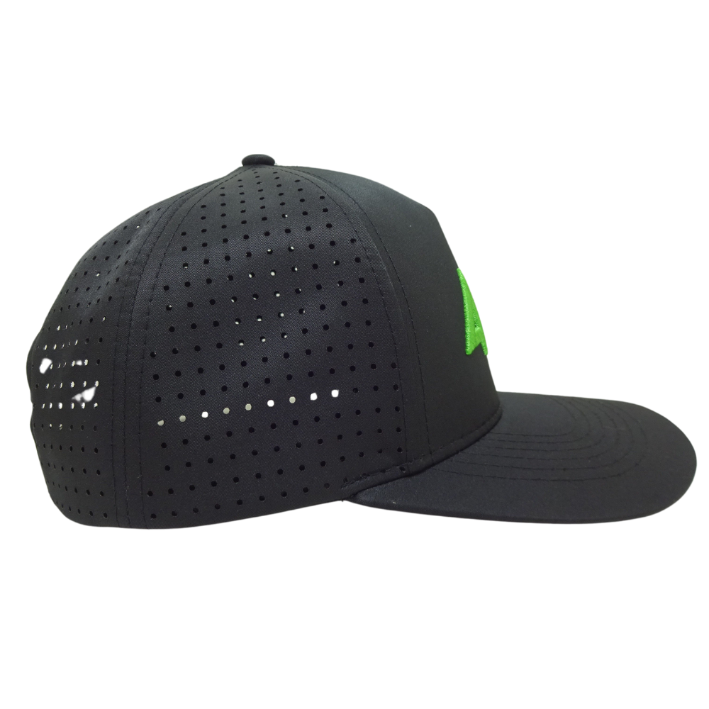 Custom 6 Panel 3D Embroidery Polyester Waterproof Laser Cut Hole Perforated Structured Curved Brim OEM Wholesale High Quality 5