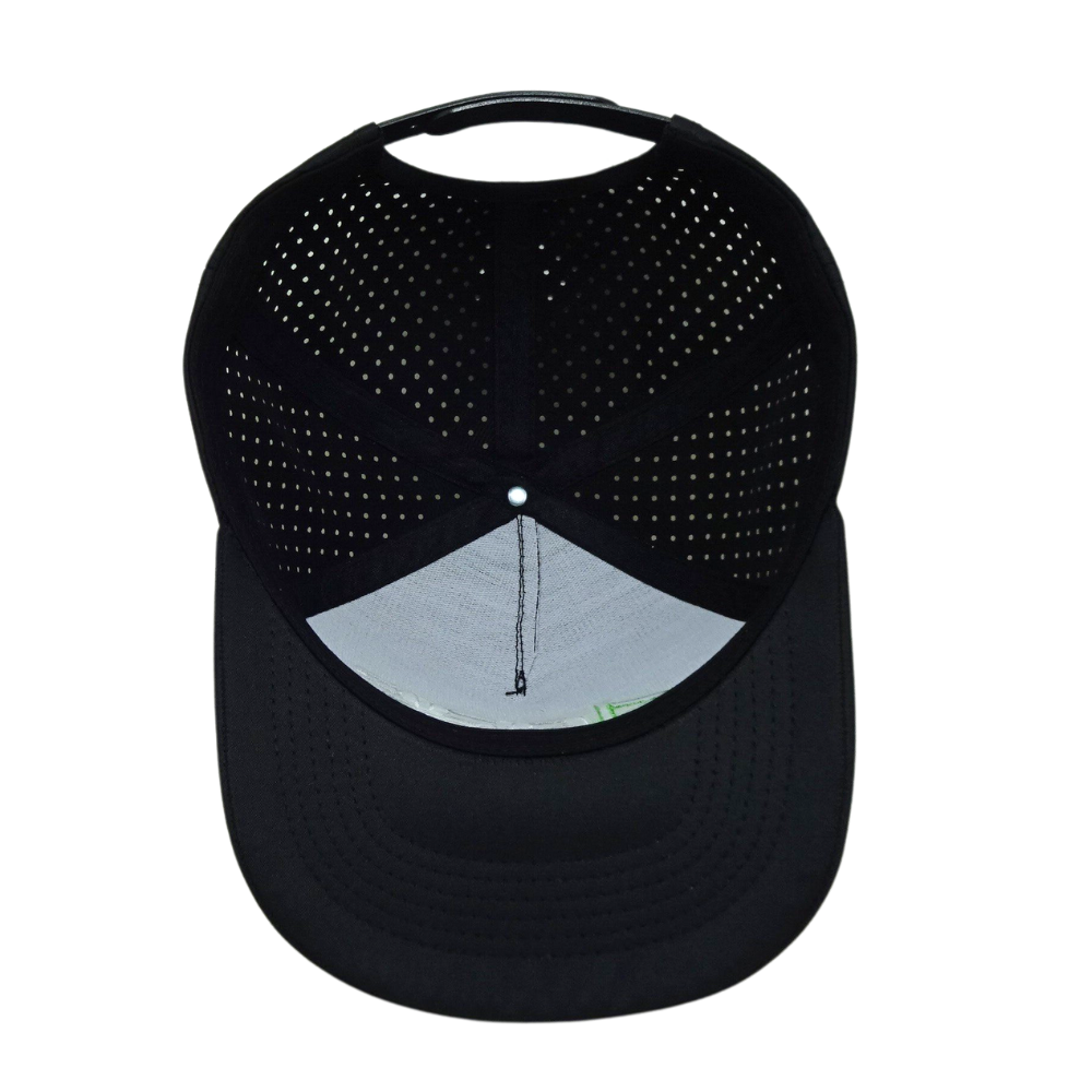 Custom 6 Panel 3D Embroidery Polyester Waterproof Laser Cut Hole Perforated Structured Curved Brim OEM Wholesale High Quality 6