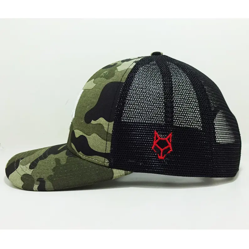 Custom Animal 3D Embroidered Logo Camo Trucker Hat Tag Closures With Mesh Back Vietnam Made Caps For Men Women Outdoor Casual L1 5
