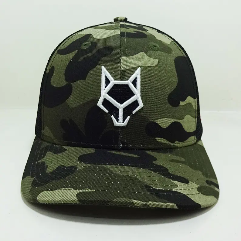 Custom Animal 3D Embroidered Logo Camo Trucker Hat Tag Closures With Mesh Back Vietnam Made Caps For Men Women Outdoor Casual L1 2
