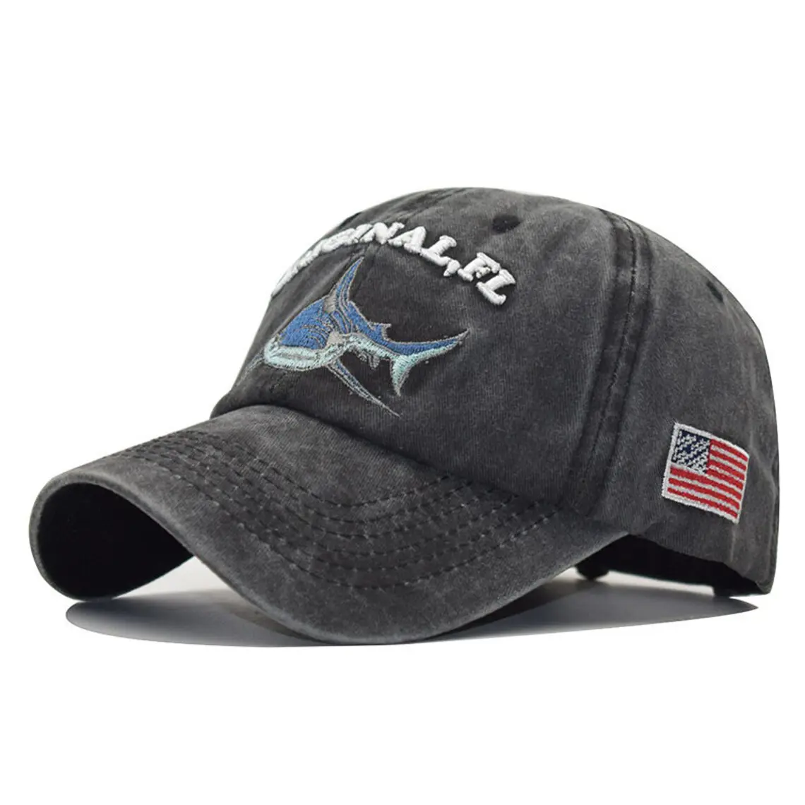Custom Baseball Cap 2D/3D Embroidery 6-Panel Unstructured Curved Brim High Quality 4 Colors Low Profile Denim Baseball Cap 3