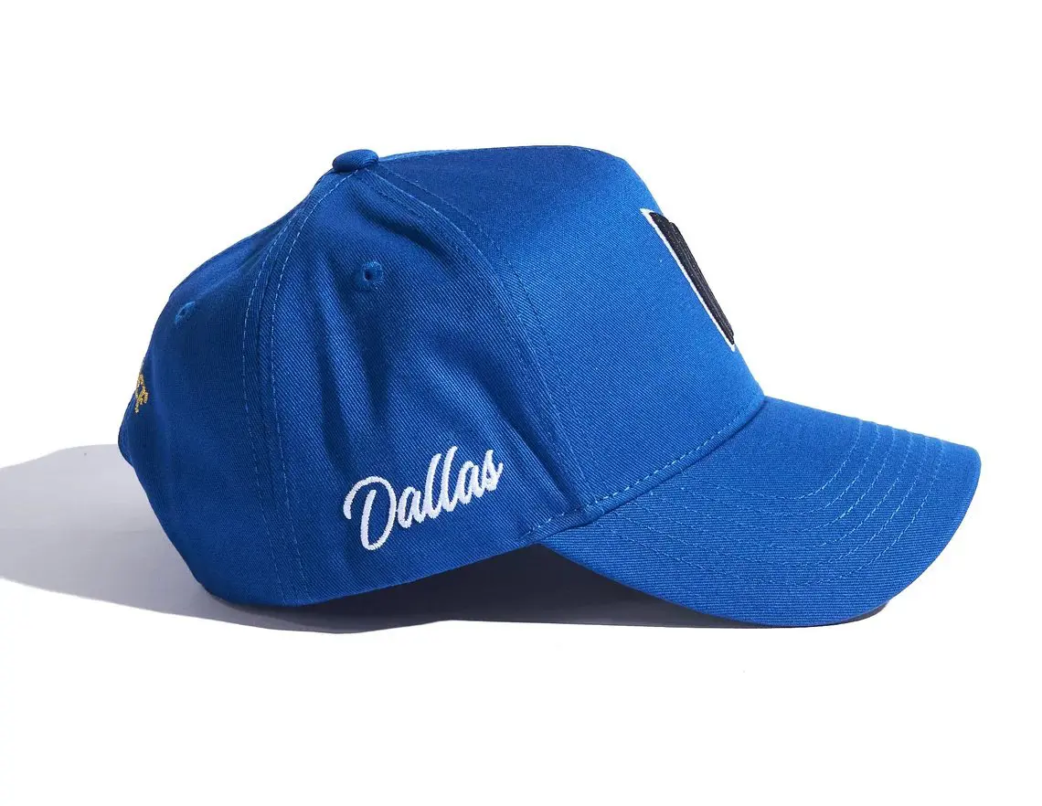 Custom Baseball Cap with High Quality 5-Panel Curved Brim Blue Color Medium Profile Cotton/Polyester Wholesale Baseball Cap 3