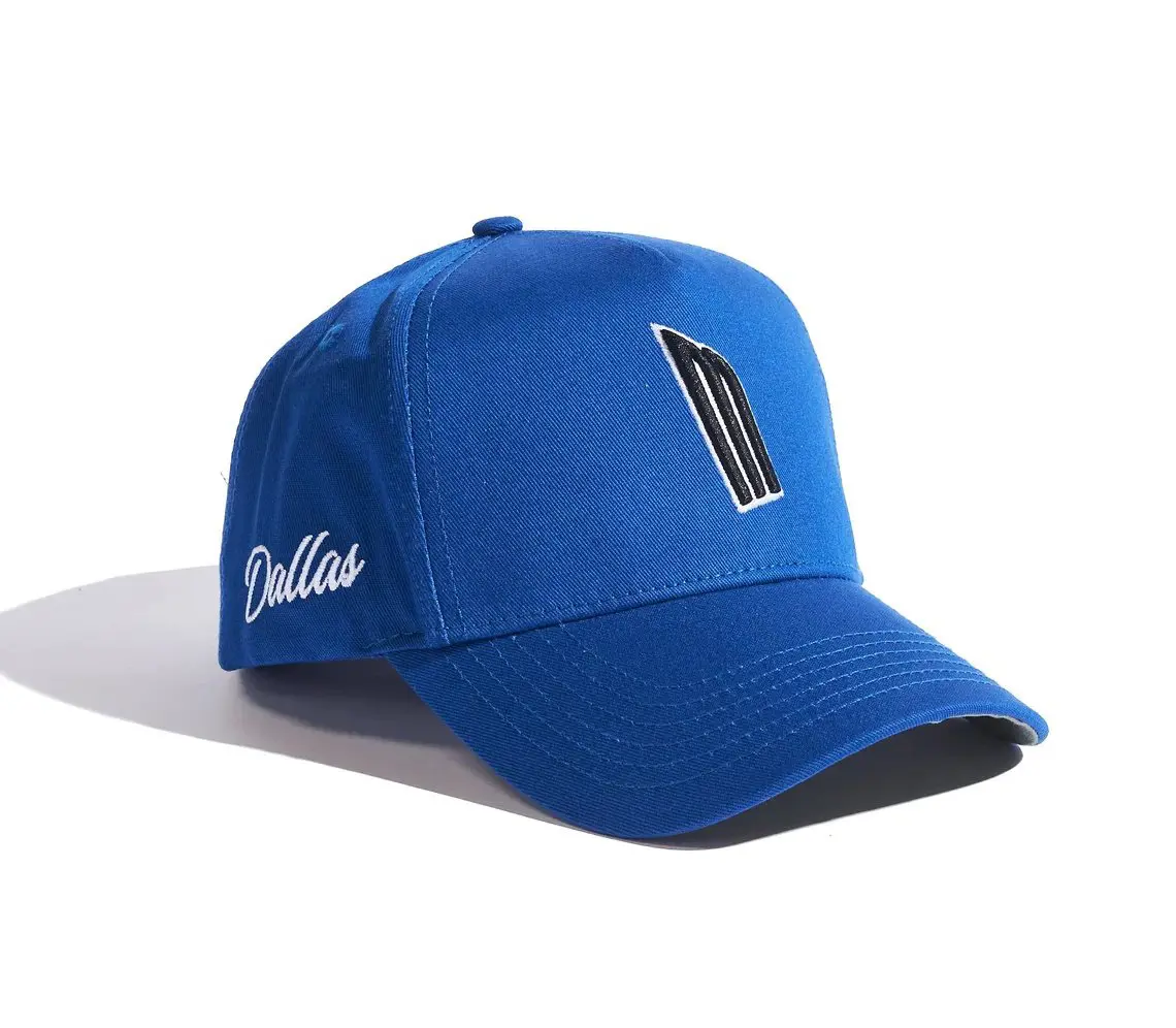 Custom Baseball Cap with High Quality 5-Panel Curved Brim Blue Color Medium Profile Cotton/Polyester Wholesale Baseball Cap 2