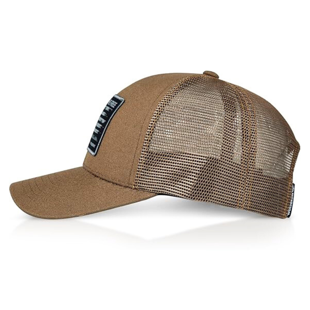 Custom Brown Camel Trucker Hats 6 Panel Embroidery/Woven/Leaher/Rubber PVC Logo Patch Tag on Snapback Closure High Quality Shape 4